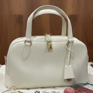 Needle - Bowling Bag in Whisper White with Gold Hardware - Size Small
